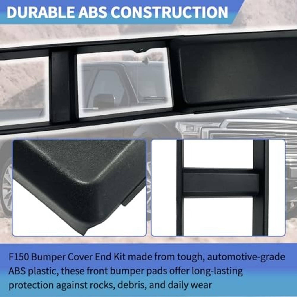 Durable black ABS-style front bumper end cover trim with textured corner detail