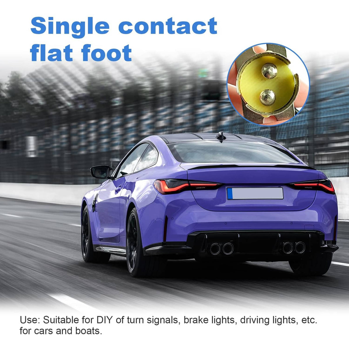 Car bulb socket with single flat contact and round metal base, BAY15D/1157