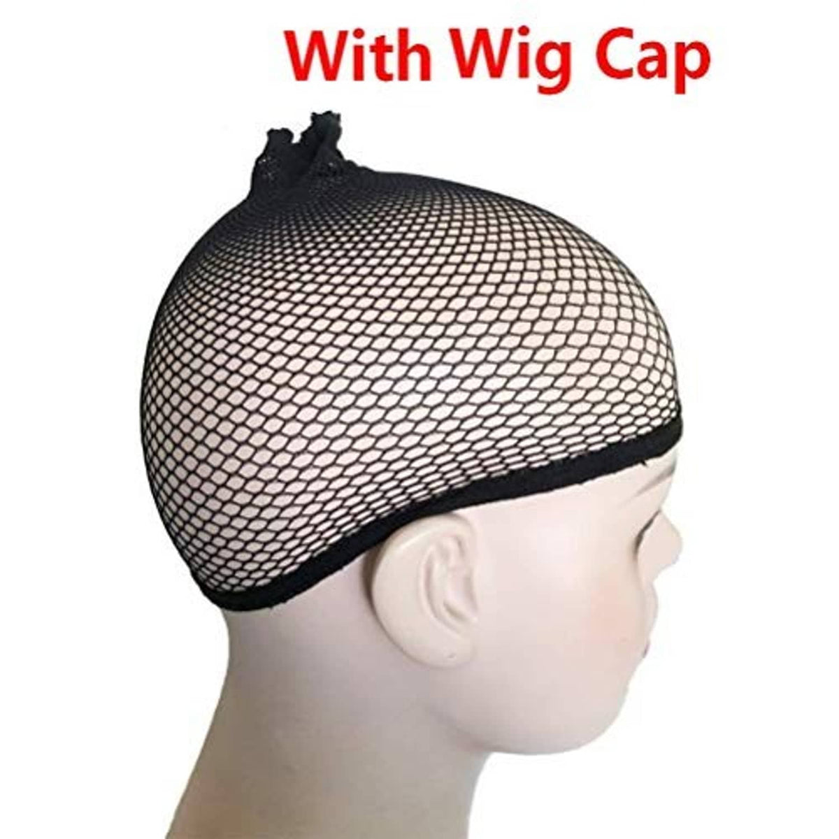 Black breathable wig cap with mesh net and elastic edge
