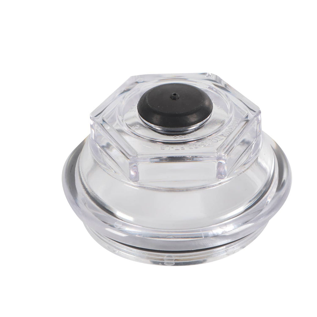 Trailer bearing dust cap in clear packaging with black center