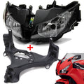 Motorcycle front headlight fairing stay bracket assembly with black mount brackets