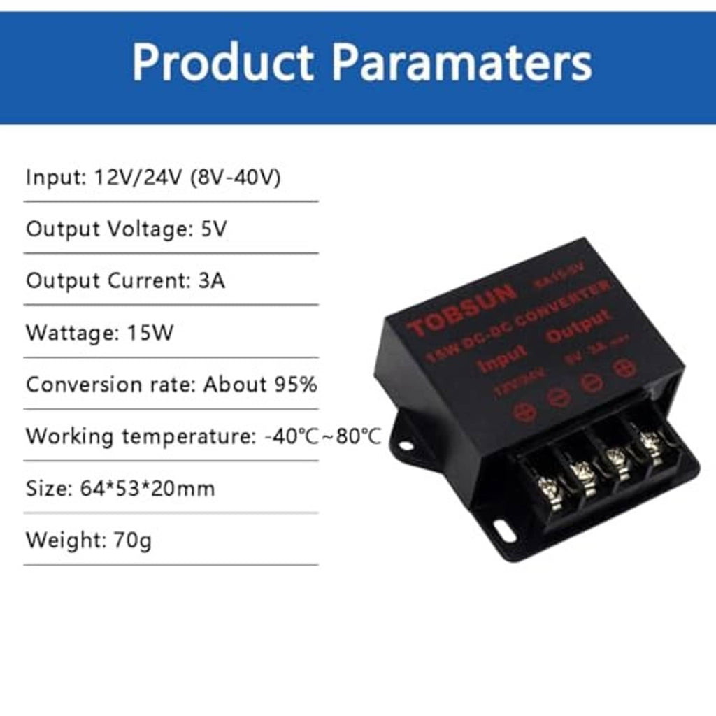 TOBSUN DC-DC converter with black housing and screw terminal output block