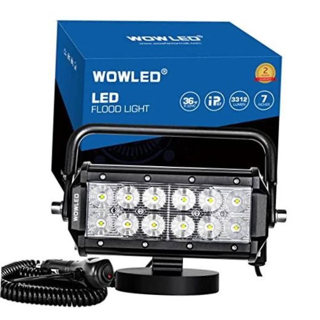 WOWLED LED flood work light with magnetic base mount and front LED bar