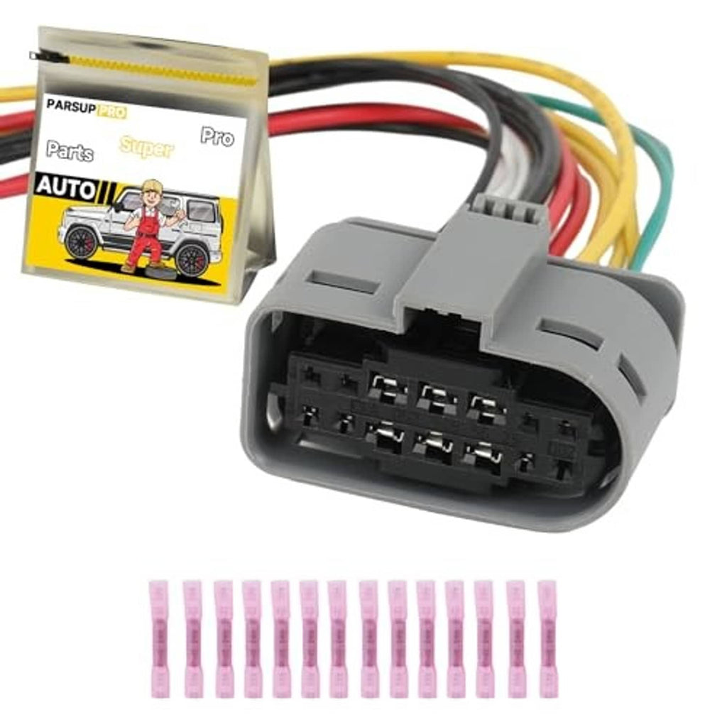 Gray headlight sensor connector plug with multi-color wires and terminal socket front