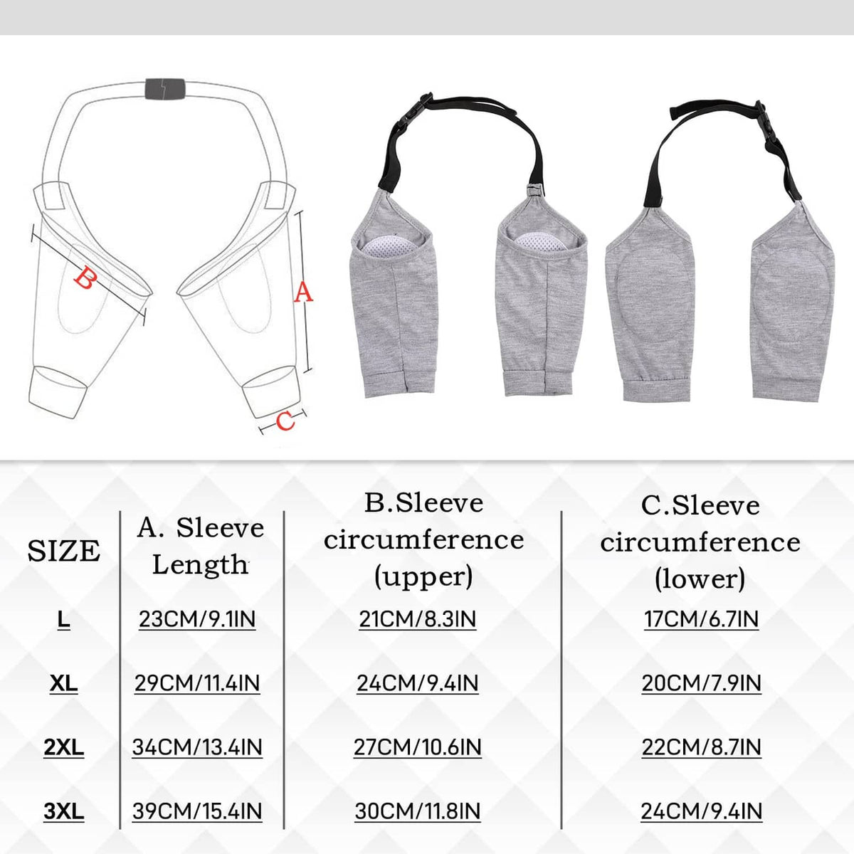 Light grey recovery suit set with two front-leg sleeves and black neck/strap loops