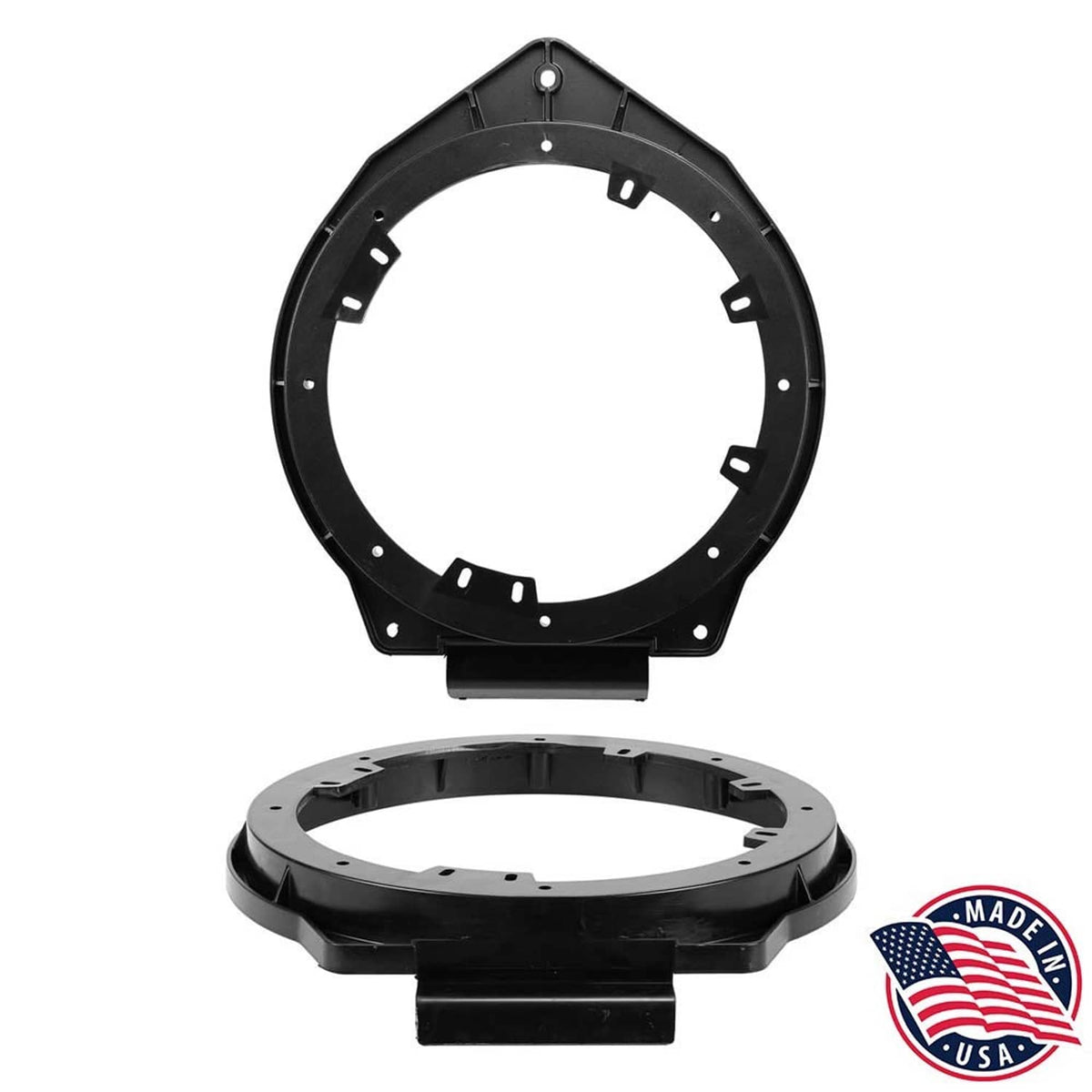 Black speaker adapter mounting bracket ring with back plate and tabs
