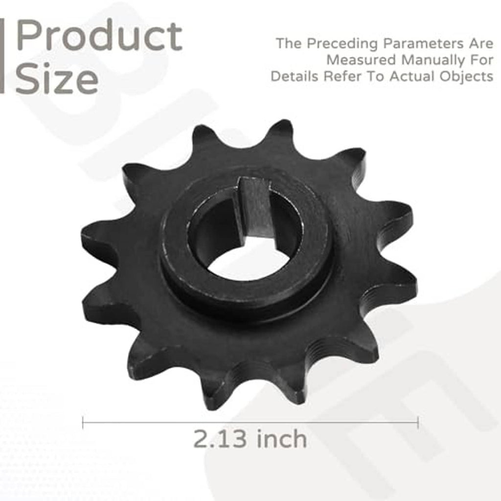 12-tooth sprocket gear with C-type bore, dark metal with outer drive teeth