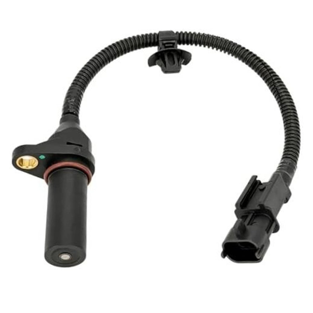 Crankshaft position sensor with black wiring harness and electrical connector