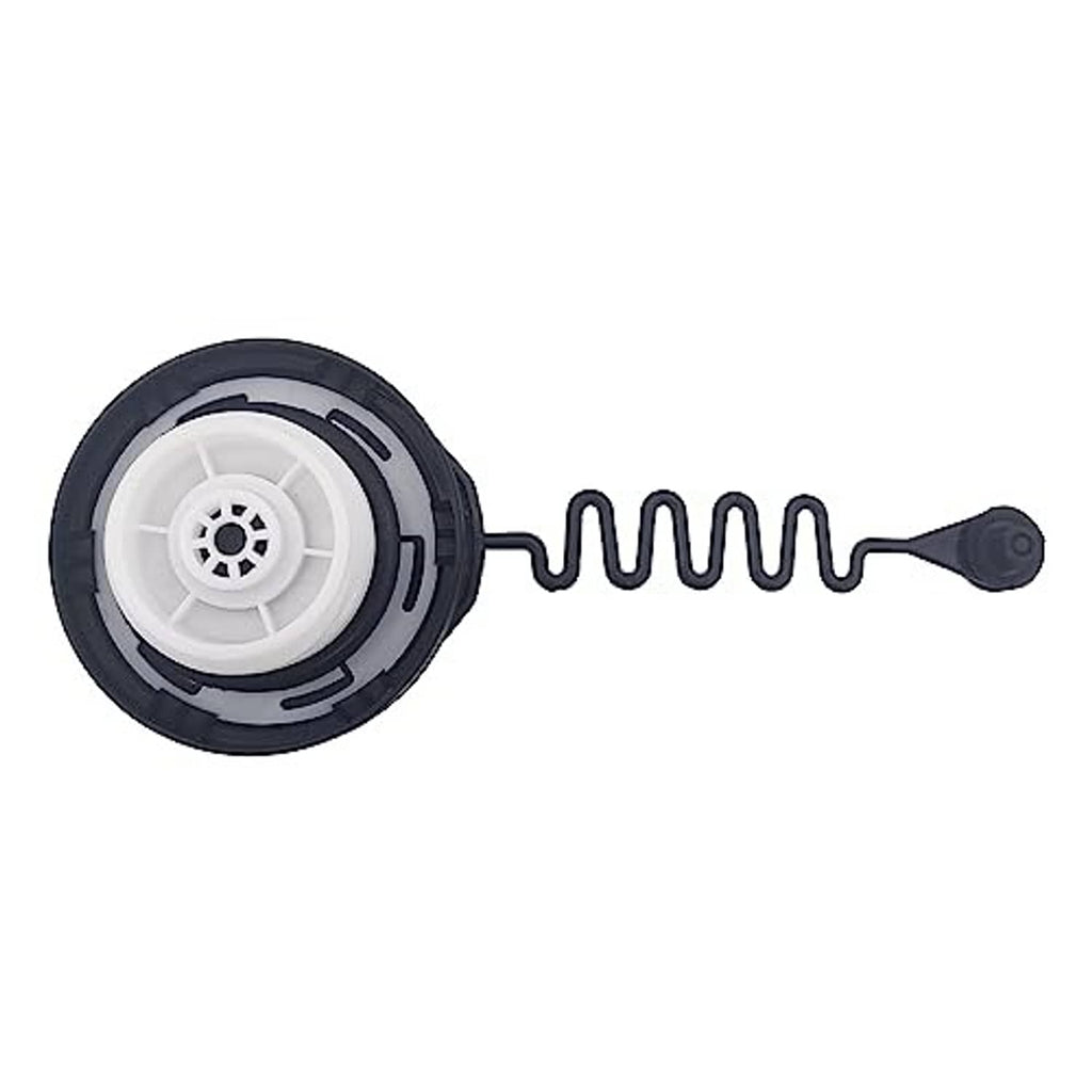 Fuel tank filler cap assembly with black housing, spring, and white inner seal