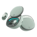 Mint green wireless sleep earbuds with charging case and earbuds shown open