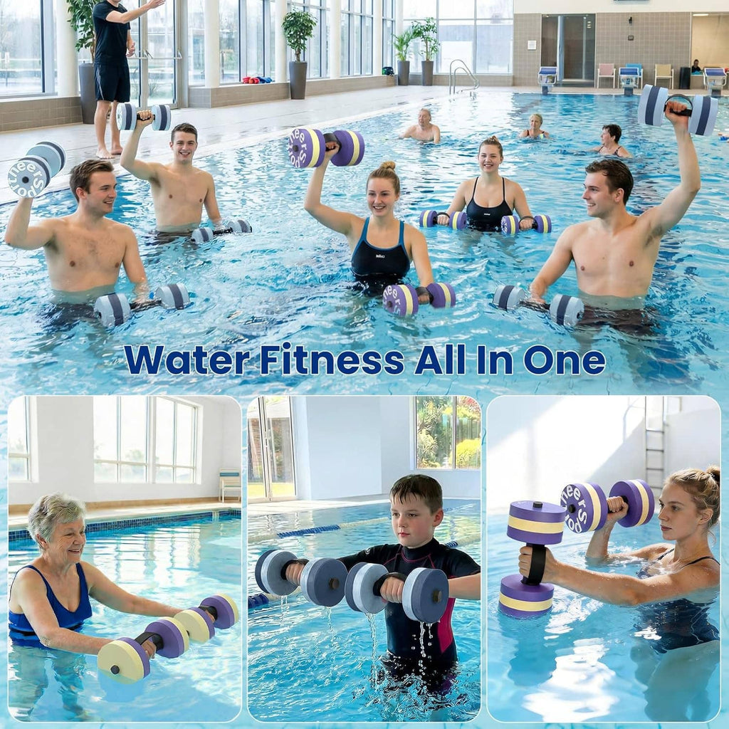 EVA foam water resistance dumbbells used for group water fitness exercise