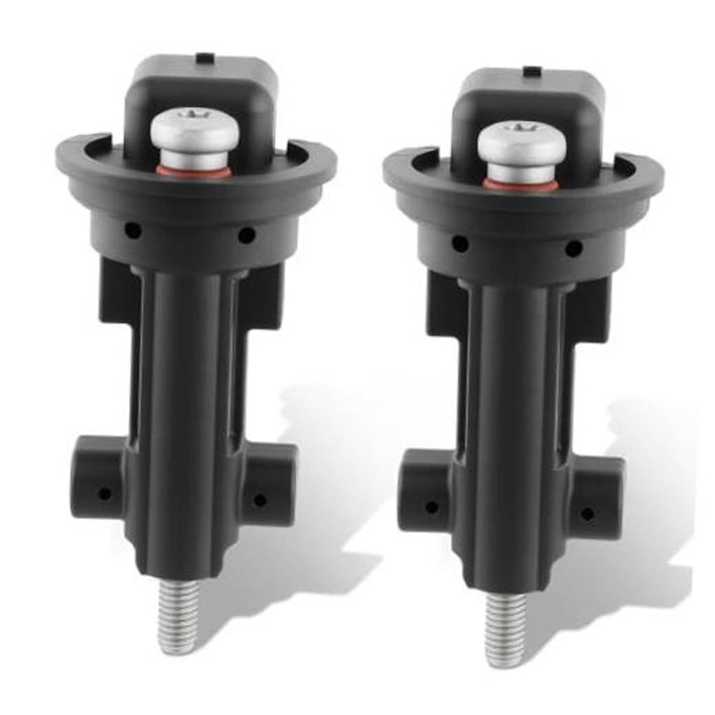 Pair of black camshaft position sensors with threaded mounting bolt ends