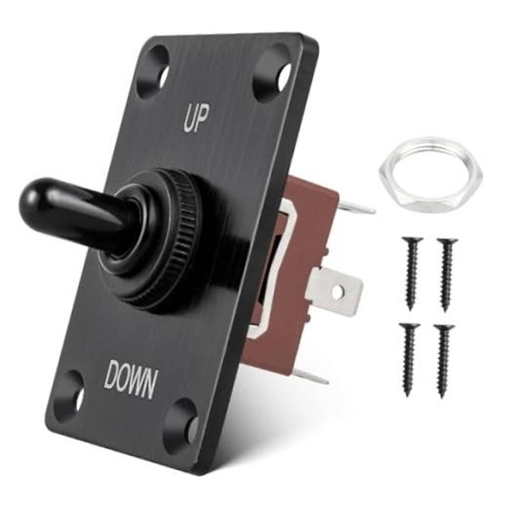 Heavy-duty 3-pin marine toggle switch with black lever and UP/DOWN markings