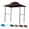 Coffee-brown grill gazebo replacement canopy top, 5x8 ft, double-roof design
