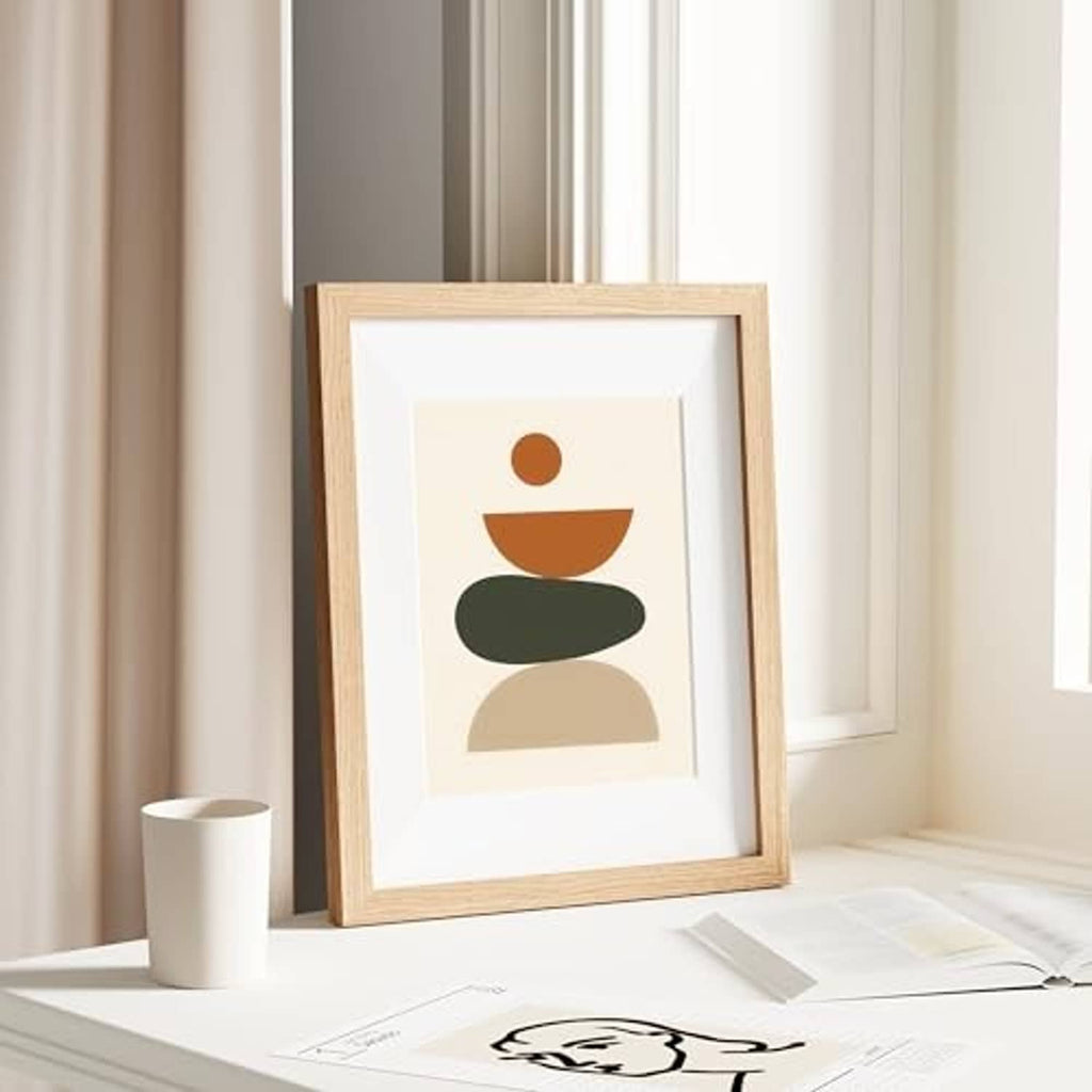 Natural solid wood picture frame with clear plexiglass, tabletop portrait orientation