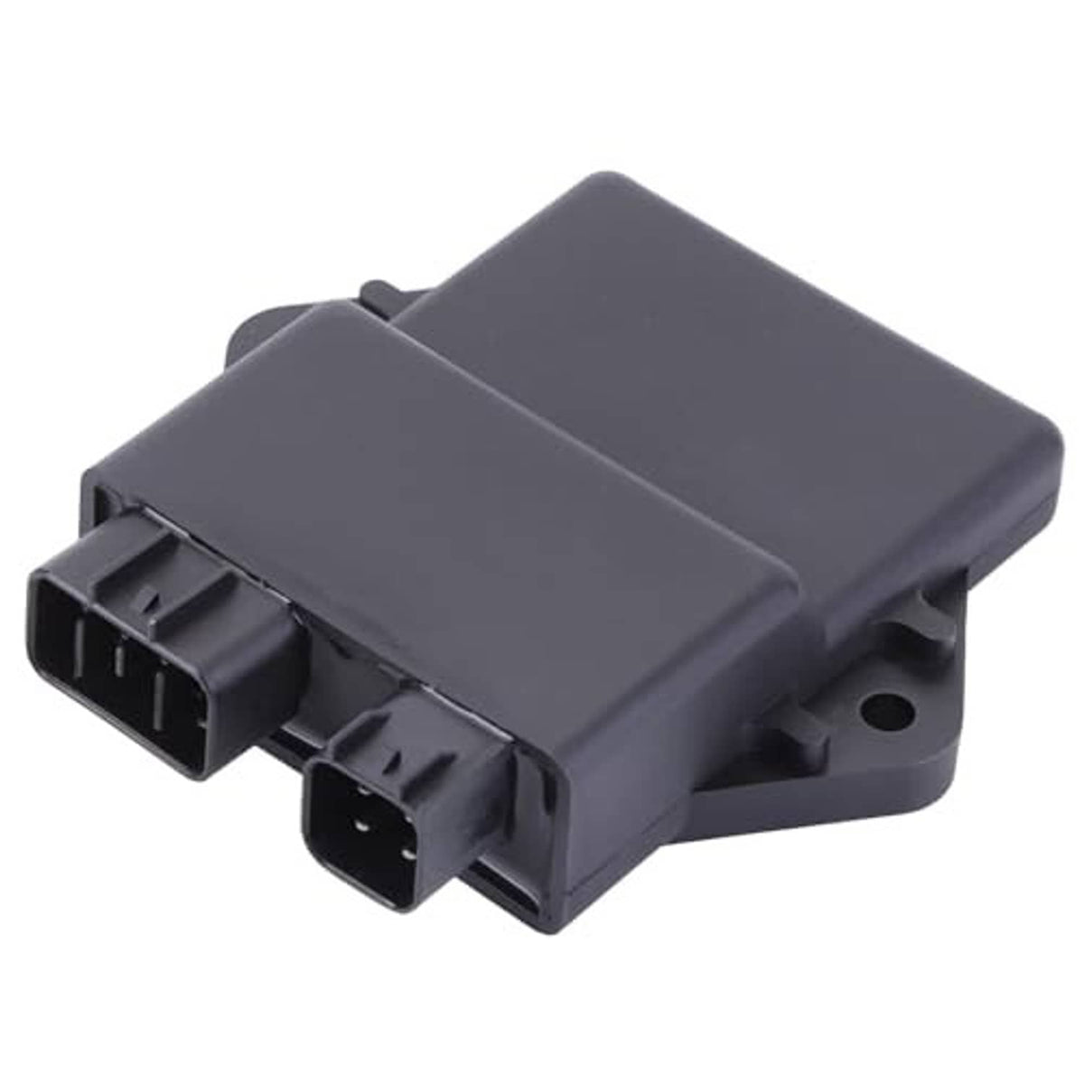 Dark gray CDI ignition box angled view with two multi-pin connectors
