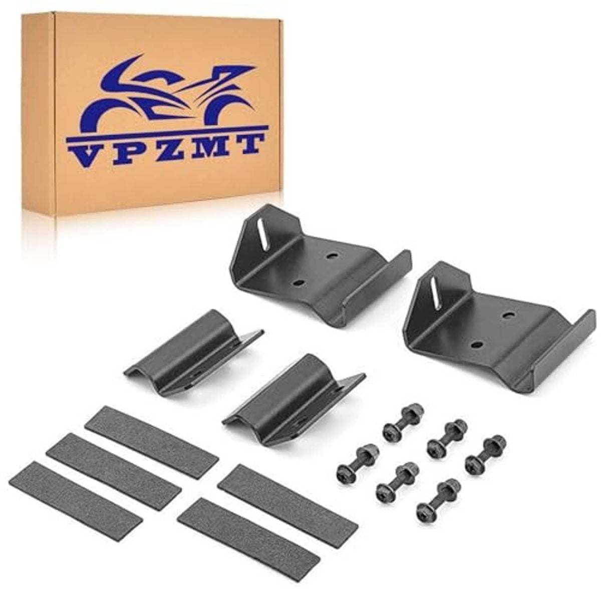 LED light bar mounting bracket kit with black parts and hardware, shown with product box