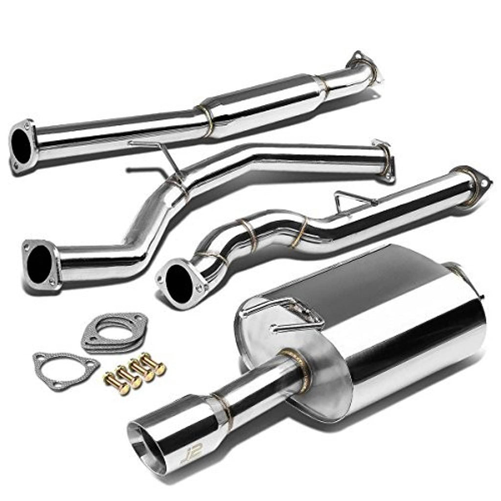 Stainless steel cat-back muffler exhaust system set with mid pipe and muffler