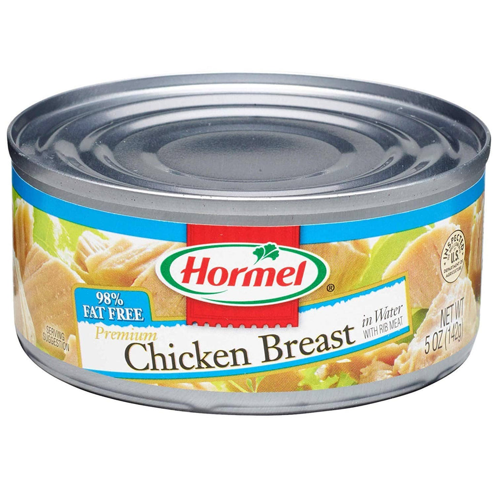 Hormel chicken breast in water can with lid and label, 5 oz