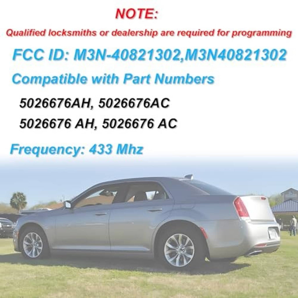 Key fob programming note showing FCC ID and 433 MHz frequency