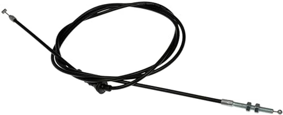 Hood release cable with black sheath and adjustable metal end fittings