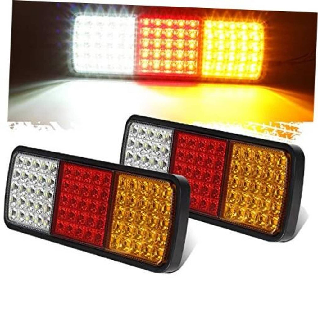 Pair of rectangular LED truck tail light bars with red, amber, and white lens sections
