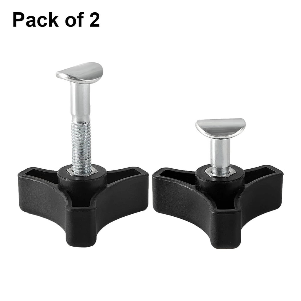 Pack of 2: black triangular handle knobs with silver bolts