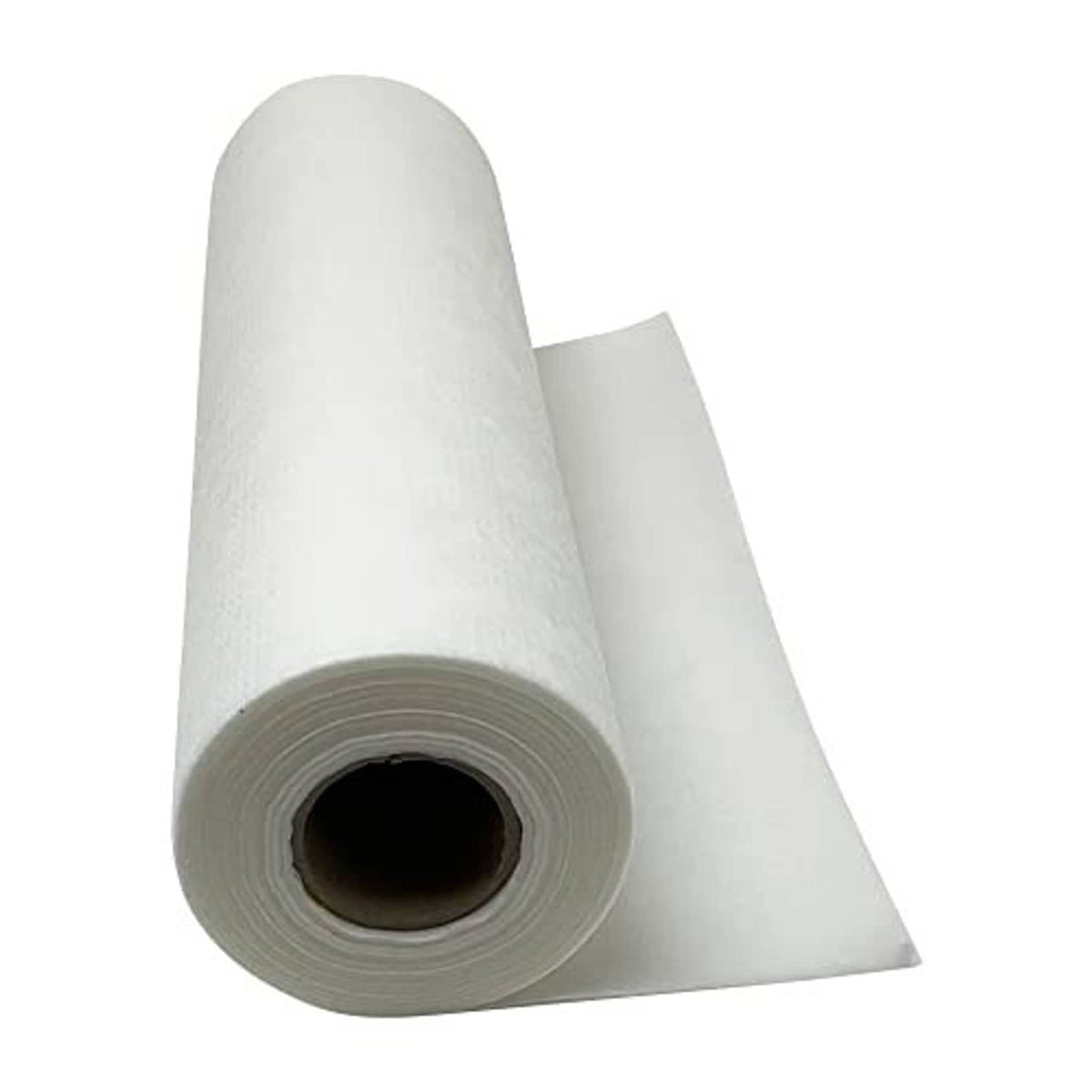 No-show mesh stabilizer roll with white fabric backing and folded sheet edge