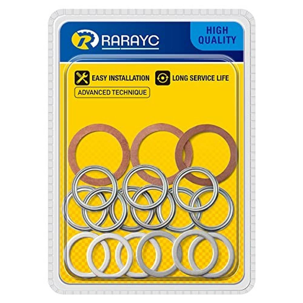 18-piece gasket kit blister with brown copper and silver steel crush washers