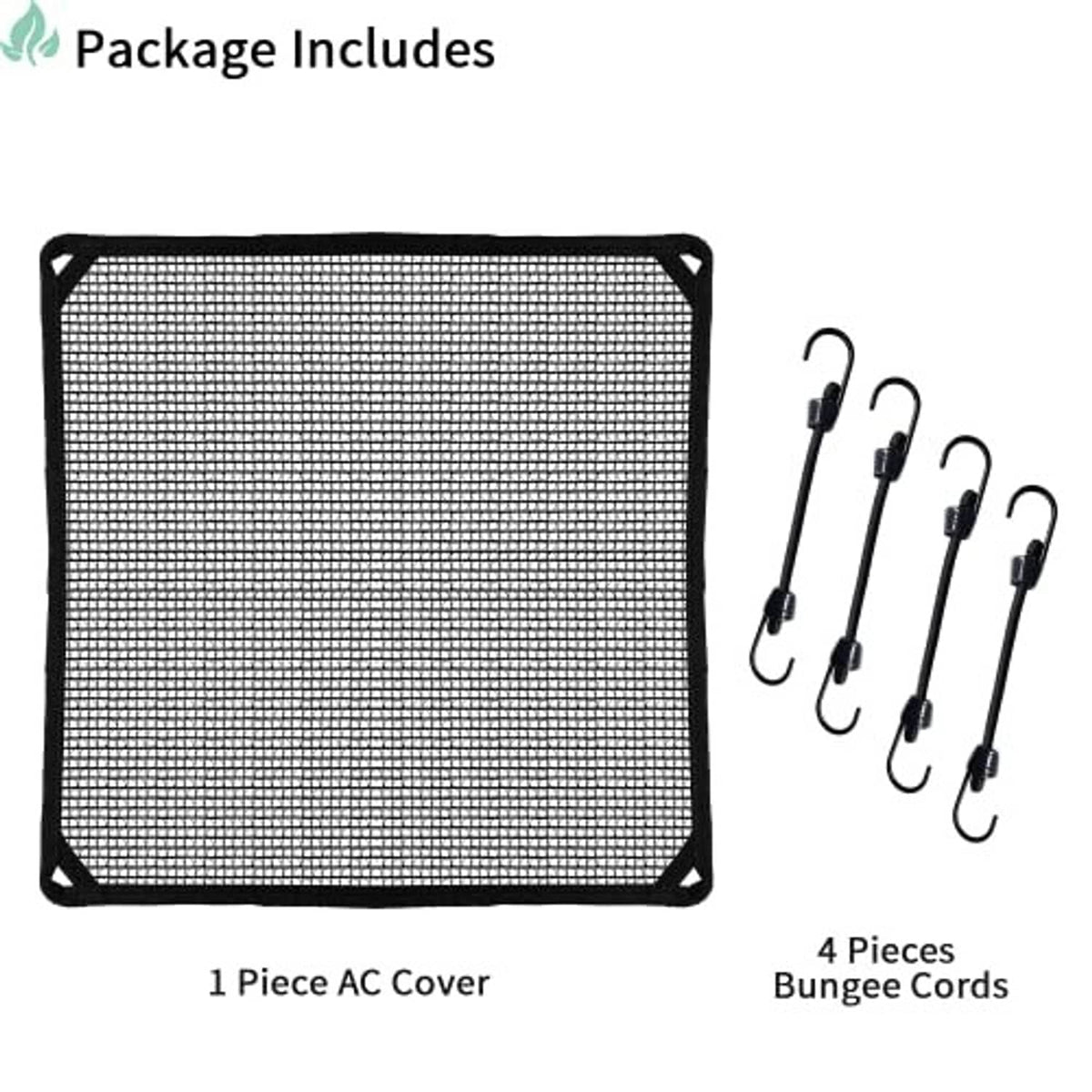 Air conditioner mesh cover with 4 bungee cords for fastening