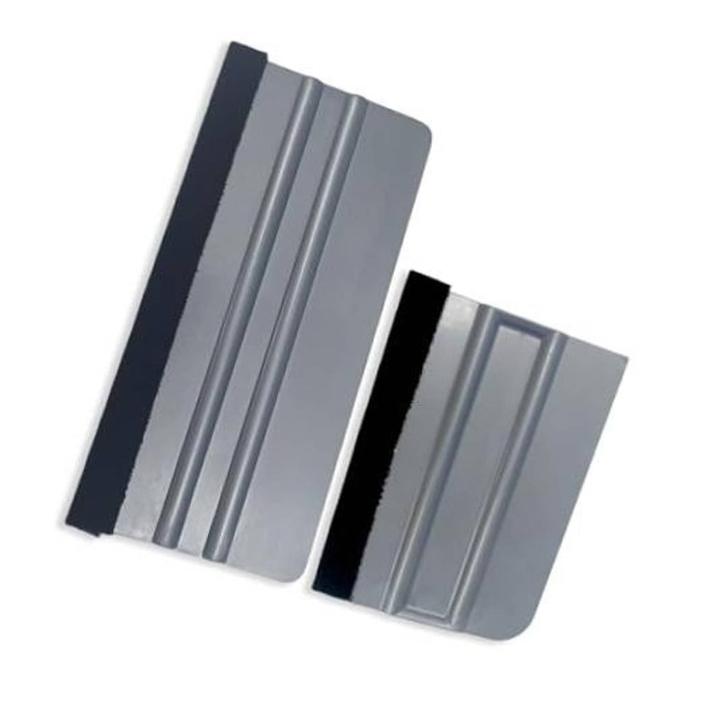 2-in-1 vinyl wrap felt squeegee tools, gray plastic with black felt edge