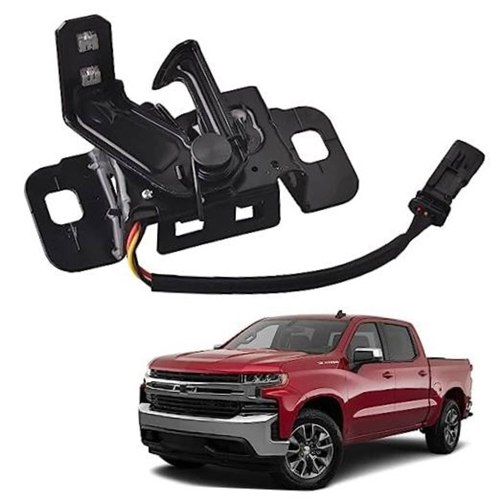 Black hood latch assembly with electrical connector and wiring harness