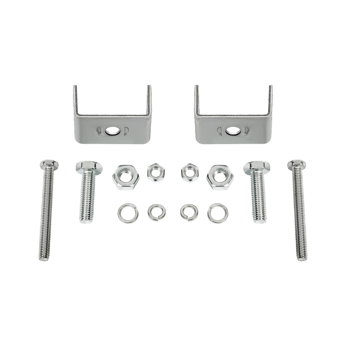 Mounting brackets and hardware for LED cab roof marker light, silver metal parts