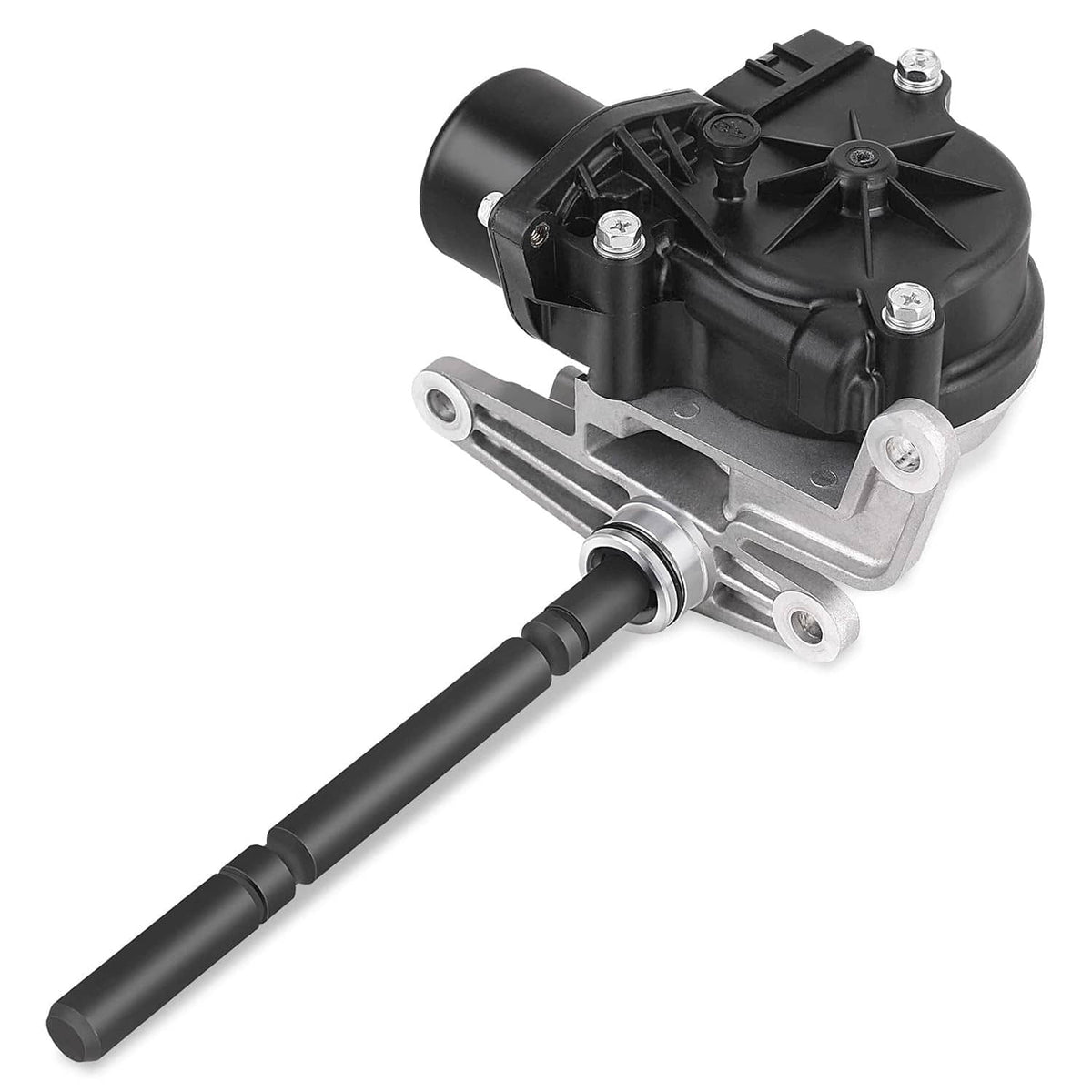 Transfer case actuator motor with black housing and metal mounting bracket