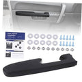 Black driver-side door armrest repair kit with mounting screws and round washers