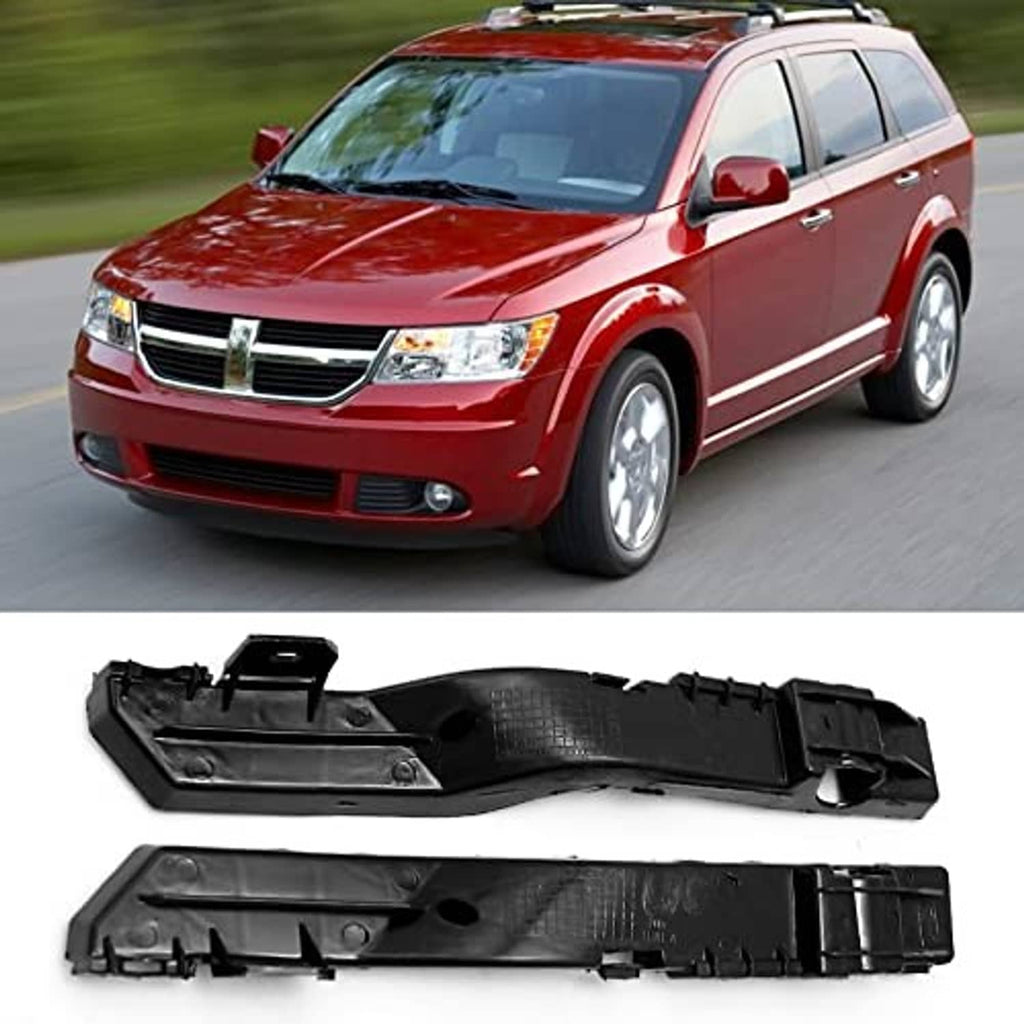 Black front bumper bracket support with latch tabs and mounting holes for vehicle fit