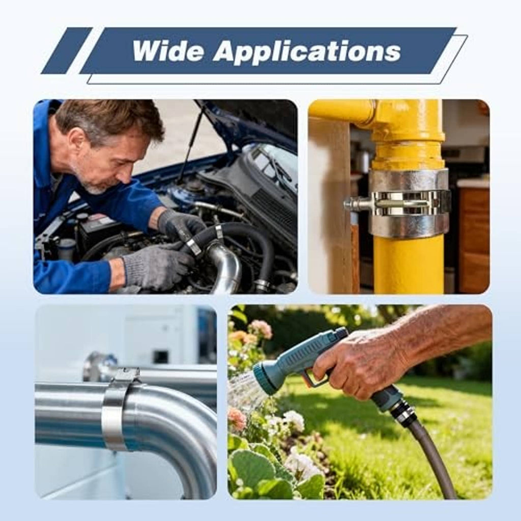 T-bolt hose clamps for securing hoses on vehicles and outdoor water fittings
