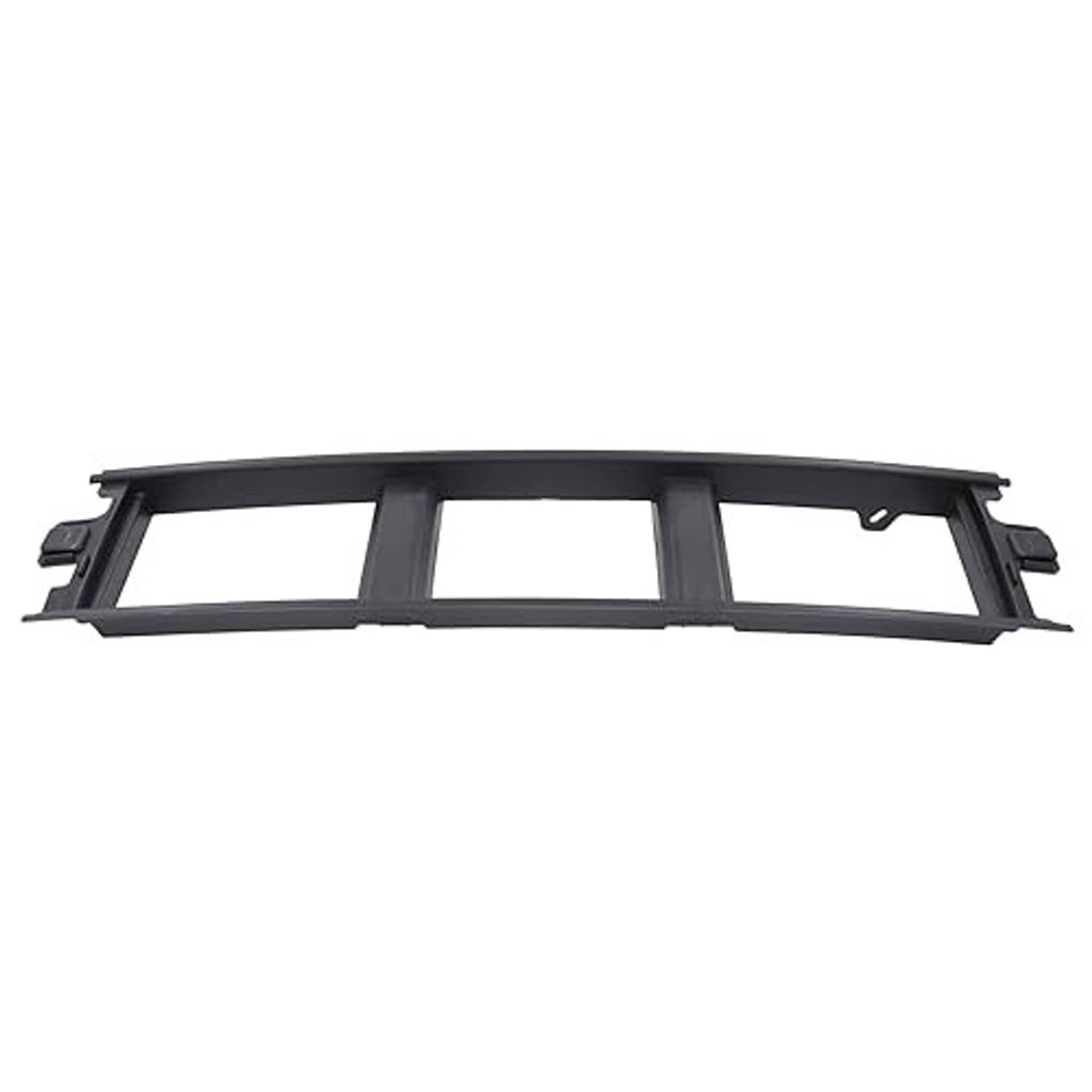 Black front bumper grille panel trim frame with horizontal bar cutouts