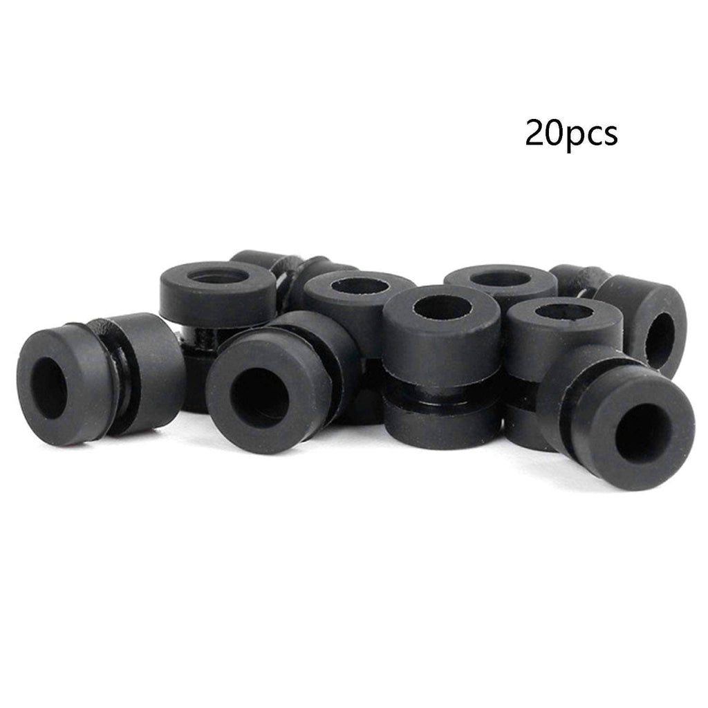 20 black anti-vibration mounting balls with central holes, loose set