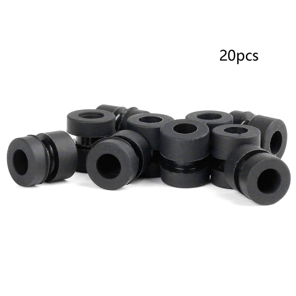20 black anti-vibration mounting balls with central holes, loose set
