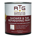 White shower and tub refinishing paint can, water-based polyurethane coating.