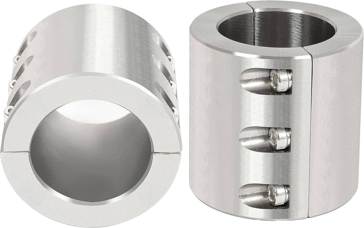 Metal split collar tube clamp with circular opening and three bolt holes for UTV roll bar