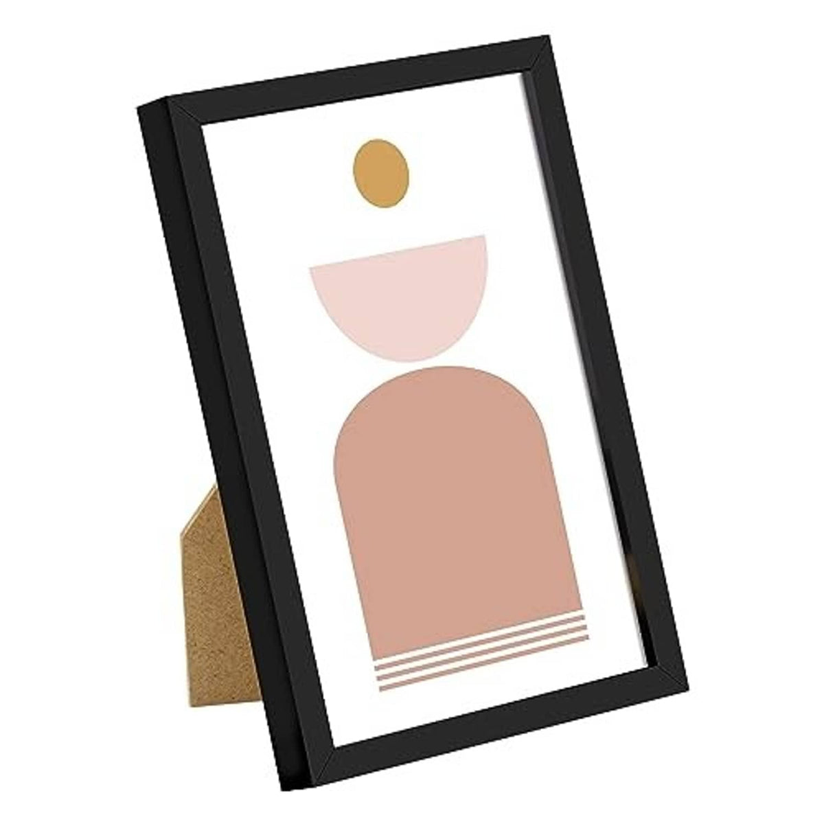Black 4x6 picture frame with clear glass and brown backing board