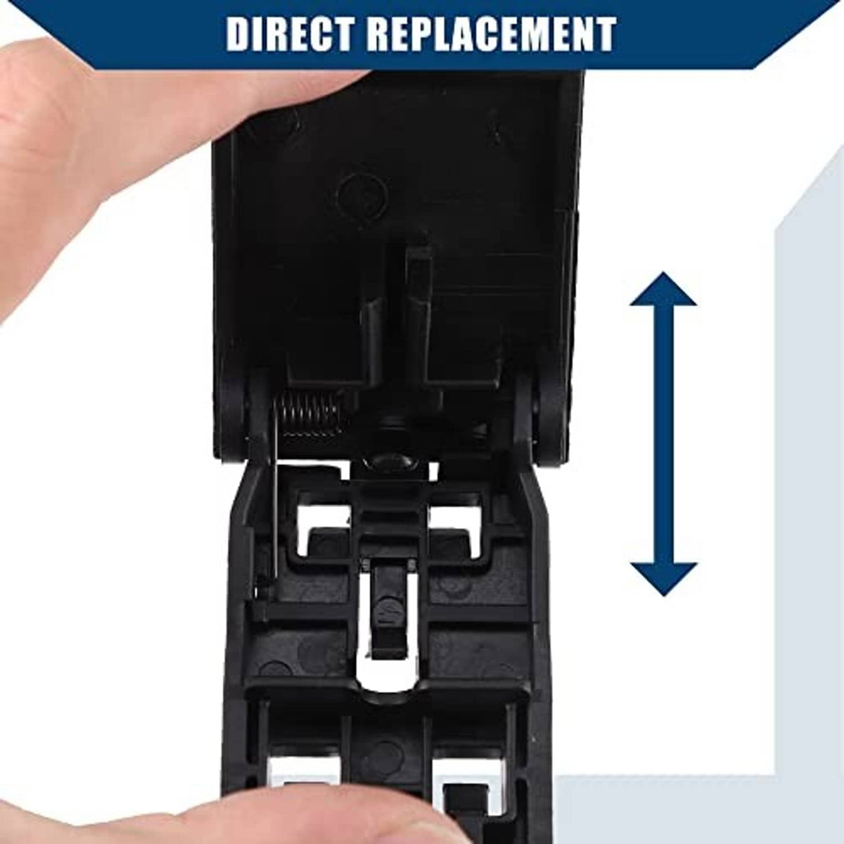 Black hood release handle inner latch mechanism, shown open for installation
