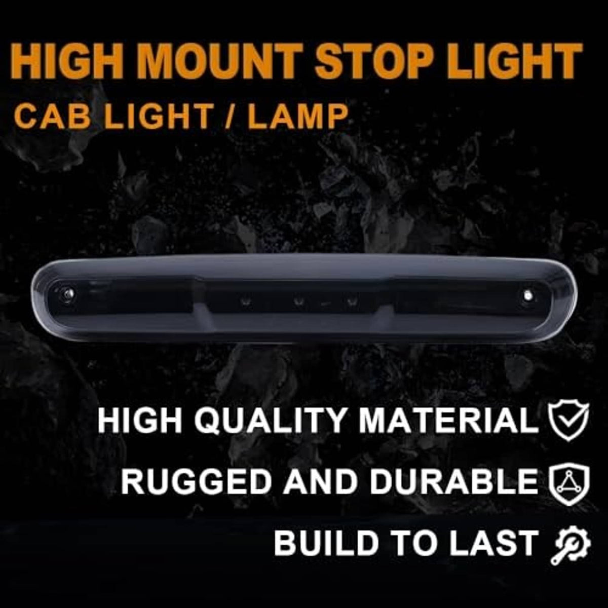 Smoked LED high-mount stop light bar, dark housing with clear lens strip