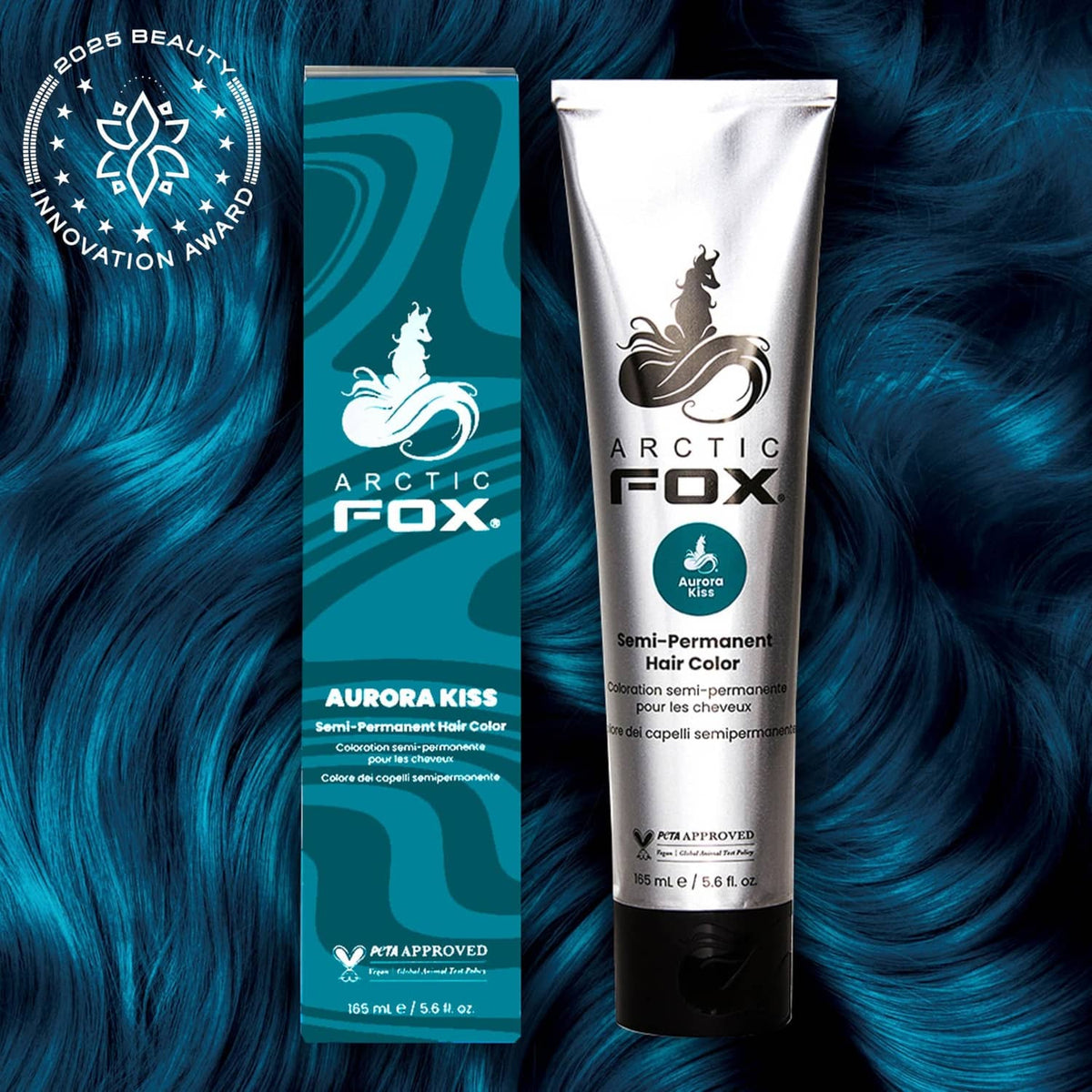 ARCTIC FOX hair dye box and tube in teal AURORA KISS shade