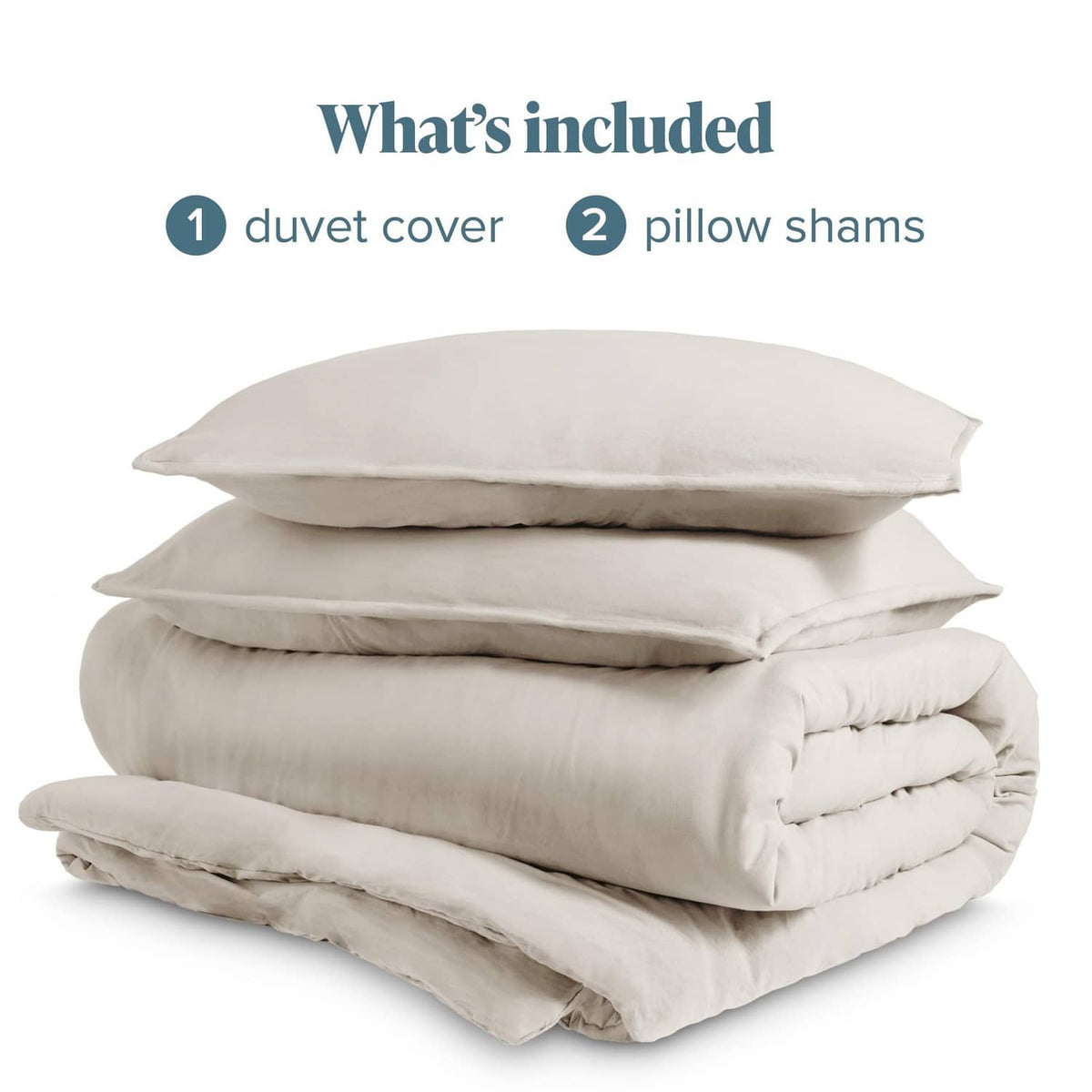 Fog microfiber duvet cover and pillow shams stacked together