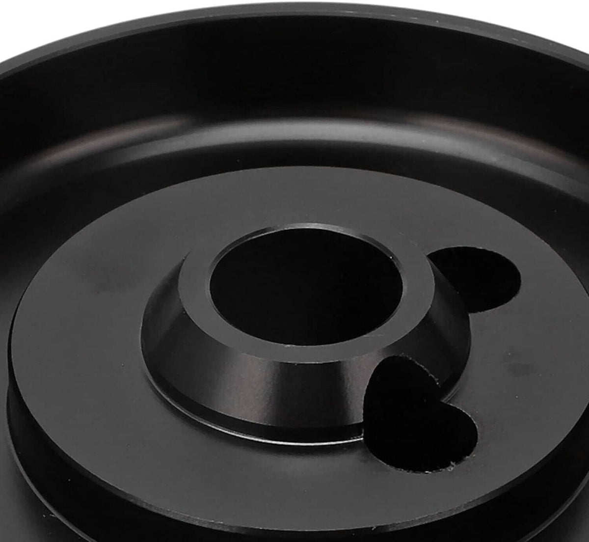Black steering wheel hub adapter faceplate with large center opening