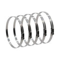 Set of stainless steel worm-drive hose clamps with black screw housing