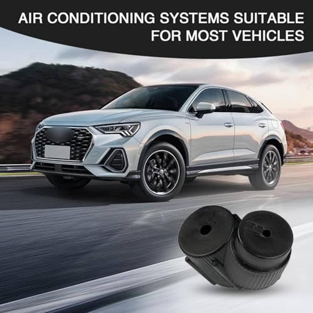 Two black ABS air conditioning valve core covers for vehicle AC systems